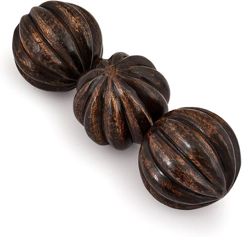 كرات كايزن كاسا المزخرفة من خشب المانجو، مجموعة من 3 كرات دائرية للاستخدام المركزي مثالية للاستخدام في المعيشة وغرفة الطعام وطاولة القهوة والديكور المنزلي (3 × 3 × 3 بوصات) in Kuwait