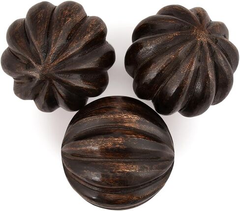 كرات كايزن كاسا المزخرفة من خشب المانجو، مجموعة من 3 كرات دائرية للاستخدام المركزي مثالية للاستخدام في المعيشة وغرفة الطعام وطاولة القهوة والديكور المنزلي (3 × 3 × 3 بوصات) in Kuwait