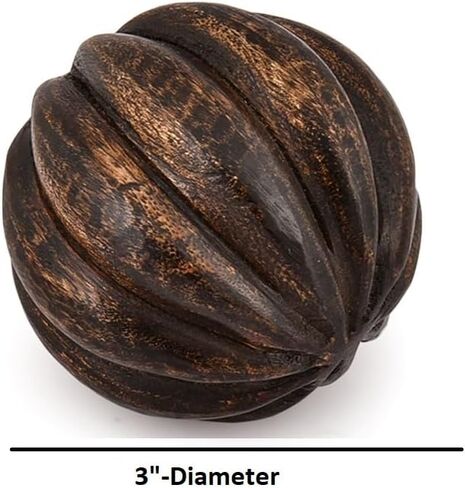 كرات كايزن كاسا المزخرفة من خشب المانجو، مجموعة من 3 كرات دائرية للاستخدام المركزي مثالية للاستخدام في المعيشة وغرفة الطعام وطاولة القهوة والديكور المنزلي (3 × 3 × 3 بوصات) in Kuwait