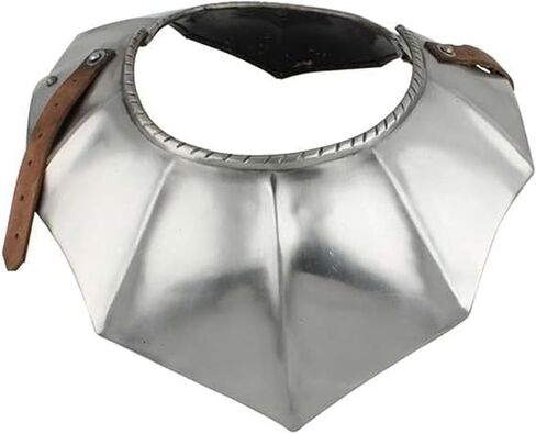 Armory Replicas™ Gothic Style Steel Gorget Armor – 16 Gauge Medieval Neck Plate – Adjustable Leather Straps – Front & Back Set in Saudi Arabia