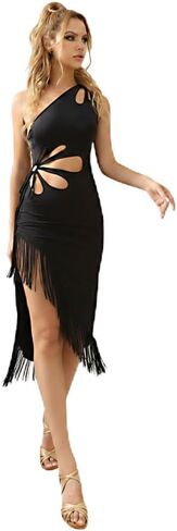 ROYAL SMEELA Elegant Latin Dance Dress with Flowing Fringe and Unique One-Shoulder Asymmetric Desig Party Dress in Saudi Arabia