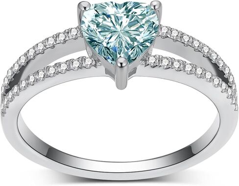 1-1/2 قيراط (ctw) مجموعات خواتم خطوبة مويسانيتي زرقاء مقطوعة على شكل قلب للنساء، 925 من الفضة الاسترليني سبليت شانك تمهيد مجموعات خواتم الزفاف، مجموعات خواتم الزفاف لعيد الميلاد السنوي in Kuwait