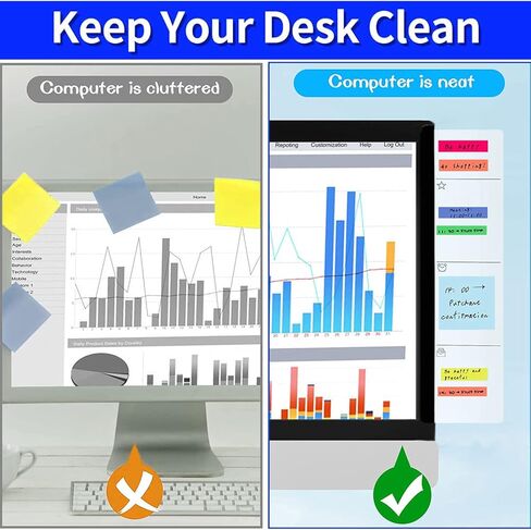 2pcs Computer Monitor Note Board, Multi-Function Message Board Computer Monitor Side Panel Transparent Acrylic Monitor Side Panel Sticky Notes Reminder for Office Home Desktop (Left and Right) in Saudi Arabia