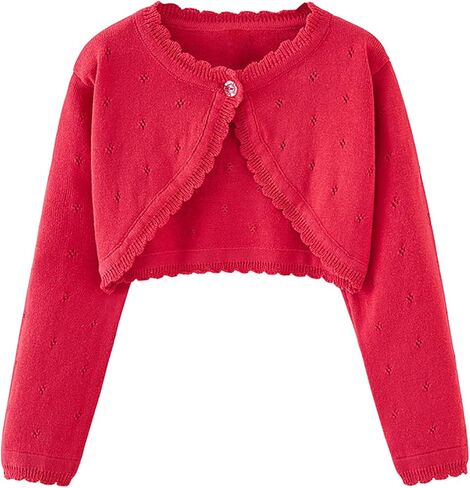 Girls Cardigan Knit Long Sleeve Cropped Open Front Button Sweater Cute School Uniform Back to School Clothes Size 10-12 in Saudi Arabia