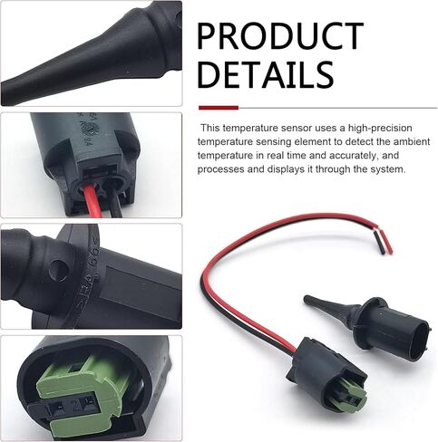 2 PCS Car Outdoor Temperature Sensor, Outer Ambient Air Temperature Sensor and Plug Kit, Replacement OEM# 0075421318 0005428418 5S11829, Compatible with Select Benz Models (Black) in Saudi Arabia