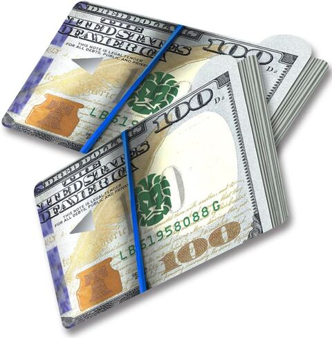 Thaph-Ky قطعتان من جلد بطاقة الائتمان المطاطية المضحكة - مشبك نقود واقعي كومة من مئات ملصقات بطاقات الخصم للبنك وأجهزة الصراف الآلي وبطاقة Ebt - بدون فقاعات، رفيعة، مقاومة للماء، لا غطاء بقايا in Kuwait