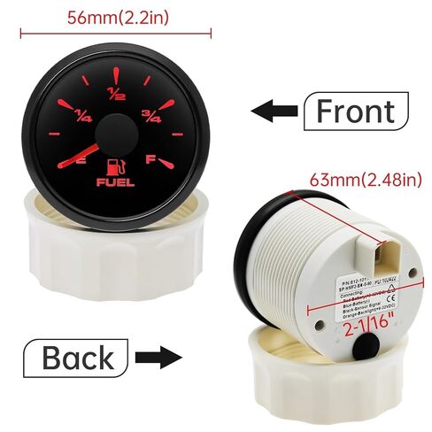 Custom 190-0ohm 52mm Car Boat Fuel Level Gauge Water Level Meter with 7 Colors LED for Fuel Level Sender Unit Water Level Sensor(400mm 190-0ohm) in Saudi Arabia