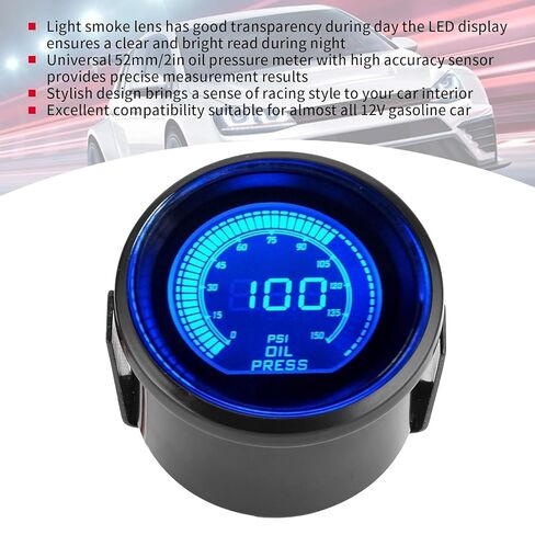 52mm Oil Pressure Gauge, EVO Series 0-150 PSI Universal 12V Gauge with Sensor, Dual Color Backlit LED for Car Truck Motorcycle, High Accuracy Mechanical Style Gauge, Easy Read Dial in Saudi Arabia