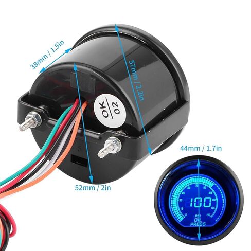 52mm Oil Pressure Gauge, EVO Series 0-150 PSI Universal 12V Gauge with Sensor, Dual Color Backlit LED for Car Truck Motorcycle, High Accuracy Mechanical Style Gauge, Easy Read Dial in Saudi Arabia