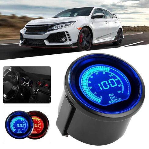 52mm Oil Pressure Gauge, EVO Series 0-150 PSI Universal 12V Gauge with Sensor, Dual Color Backlit LED for Car Truck Motorcycle, High Accuracy Mechanical Style Gauge, Easy Read Dial in Saudi Arabia
