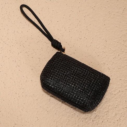 Women's Woven Straw Handbag - Small Coin Purse & Card Holder, Boho Chic Wallet for Cash&Cards. in Saudi Arabia