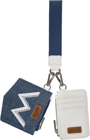 Wrangler Jean Keychain Wristlet Wallets for Women 2-in-1 Card Holder Wallet Dual Zippered Pouches with Card Slots for Coins, Cash & Cards WG367-W119CF in Saudi Arabia