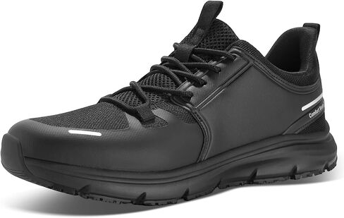 Men's Non Slip Work Shoes–Water Resistant Food Service Comfortable Sneakers, Breathable Lightweight Walking Black Shoes for Chef Kitchen, Hospitality & Restaurant in Saudi Arabia