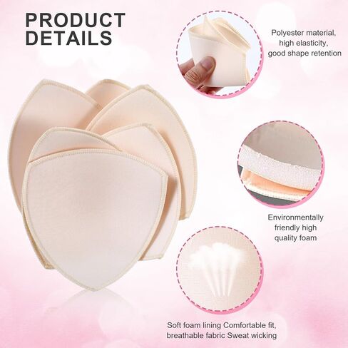 12 Pairs Sports Bra Pads Inserts, Removable Triangle Bra Insert Pads, Thin Pad for Bras Bathing Suit Inserts (Skin, Black, White) in Saudi Arabia