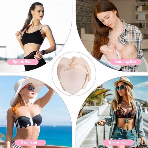 12 Pairs Sports Bra Pads Inserts, Removable Triangle Bra Insert Pads, Thin Pad for Bras Bathing Suit Inserts (Skin, Black, White) in Saudi Arabia