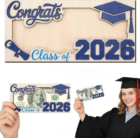 حامل أموال التخرج من فئة سوداء لعام 2026، صندوق هدايا خشبي أنيق قطعة واحدة للخريجين، هدية مثالية للتخرج من المدرسة الثانوية in Kuwait