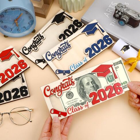 Black Class of 2026 Graduation Money Holder, 1 Piece Elegant Wooden Cash Gift Box for Graduates, Ideal College High School Graduation Gift in Saudi Arabia