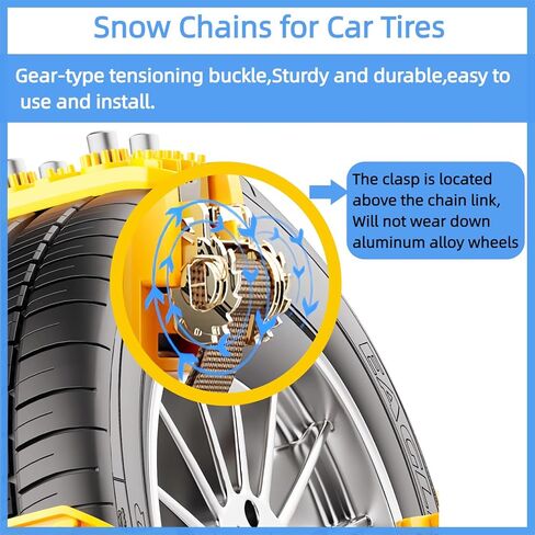 6 Pack Universal Tire Chains,Emergency Portable Snow Chains Suitable for Car, Truck, and SUV, Zip Tie Tire Chains, Adjustable Thickened Snow Tyre Chains for Tire Widths 165-265mm (6 Pack Yellow) in Saudi Arabia