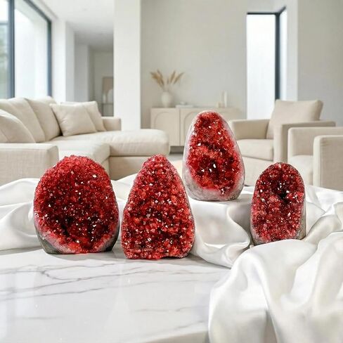 Natural Crystal Geode Clusters - 0.22-0.88lb Colorful Quartz and Amethyst for Home & Office Decor, Perfect Christmas & Valentine's Gift, Crystal Collection (Wine Red, 0.22-0.44lb) in Saudi Arabia