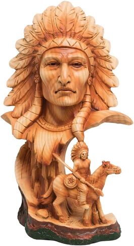 Carved Wood Look Native American Chief, Poly Stone, Home Decor Accessories, 63381 in Saudi Arabia