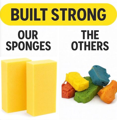 2-Pack Car Wash Sponges - Large Sponges, Extra Thick for All-Purpose Cleaning, Non-Scratch, Ideal for Vehicle Washing, Equipment Cleaning, Boat Cleaning, Rectangle in Saudi Arabia