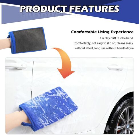 2PCS Car Clay Mitt Auto Detailing,Anti-Scratch Soft Clay Bar Mit for Car Surface Detailing,Reusable Clays Mitt for Cars Detailings as Clays Towel for Paint,Glass,Metal in Saudi Arabia