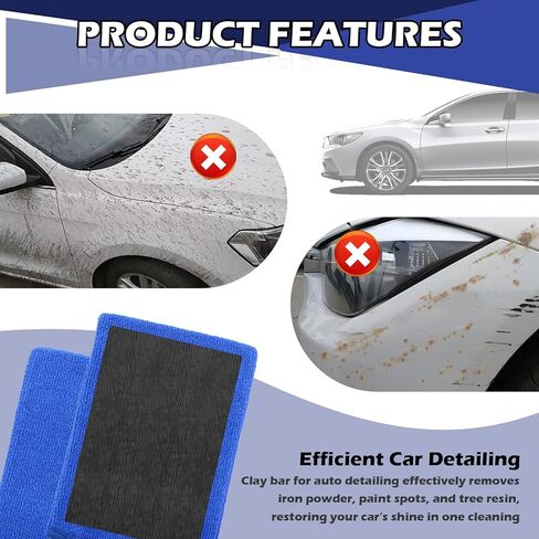 2PCS Car Clay Mitt Auto Detailing,Anti-Scratch Soft Clay Bar Mit for Car Surface Detailing,Reusable Clays Mitt for Cars Detailings as Clays Towel for Paint,Glass,Metal in Saudi Arabia