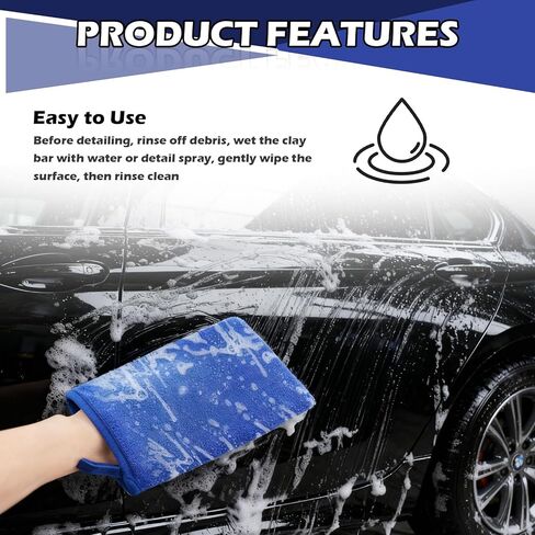 2PCS Car Clay Mitt Auto Detailing,Anti-Scratch Soft Clay Bar Mit for Car Surface Detailing,Reusable Clays Mitt for Cars Detailings as Clays Towel for Paint,Glass,Metal in Saudi Arabia