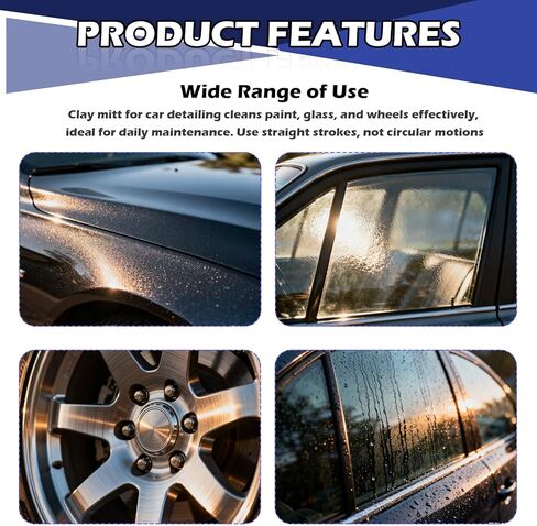 2PCS Car Clay Mitt Auto Detailing,Anti-Scratch Soft Clay Bar Mit for Car Surface Detailing,Reusable Clays Mitt for Cars Detailings as Clays Towel for Paint,Glass,Metal in Saudi Arabia