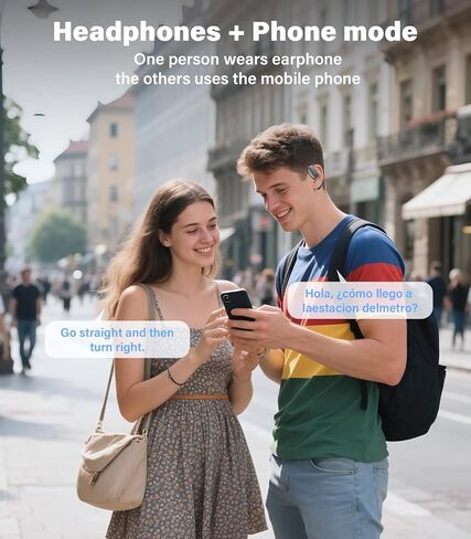 سماعات أذن للترجمة في الوقت الحقيقي 156 لغة، وقت تشغيل 60 ساعة، تحكم في تطبيق AI، سماعات أذن مفتوحة للترجمة بلوتوث 8 في 1، Audiofonos Traductores Inglés Español لتعلم الأعمال أثناء السفر، أسود in Kuwait