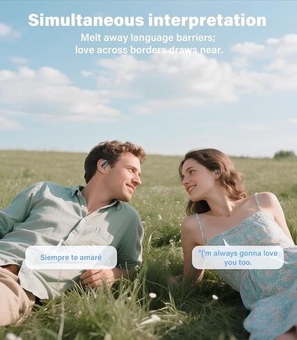 سماعات أذن للترجمة في الوقت الحقيقي 156 لغة، وقت تشغيل 60 ساعة، تحكم في تطبيق AI، سماعات أذن مفتوحة للترجمة بلوتوث 8 في 1، Audiofonos Traductores Inglés Español لتعلم الأعمال أثناء السفر، أسود in Kuwait