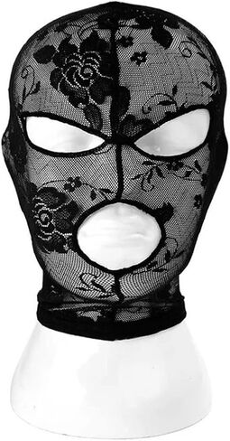 GK-O Unisex Lace Full Face Hood Mask with Open Eyes & Mouth 2 Pack Black Mesh Headgear for Cosplay Costume Parties Halloween Stage Performance in Saudi Arabia