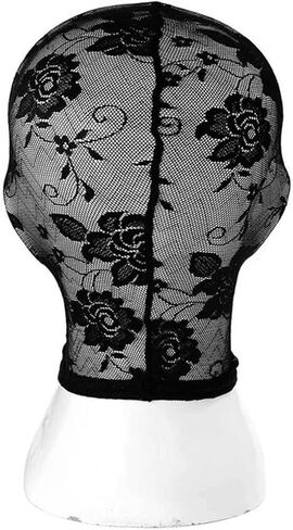 GK-O Unisex Lace Full Face Hood Mask with Open Eyes & Mouth 2 Pack Black Mesh Headgear for Cosplay Costume Parties Halloween Stage Performance in Saudi Arabia