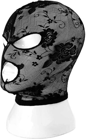 GK-O Unisex Lace Full Face Hood Mask with Open Eyes & Mouth 2 Pack Black Mesh Headgear for Cosplay Costume Parties Halloween Stage Performance in Saudi Arabia