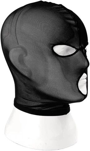 GK-O Unisex Lace Full Face Hood Mask with Open Eyes & Mouth 2 Pack Black Mesh Headgear for Cosplay Costume Parties Halloween Stage Performance in Saudi Arabia