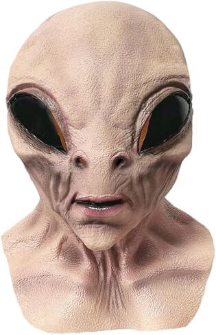 Alien Mask, Latex Horror UFO Full Head Dress Up Mask for Adults Halloween Headdress Party Props - Light Brown in Saudi Arabia