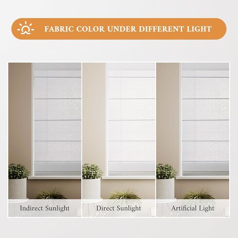 Cordless Light Filtering Roman Shades for Indoor Windows, Bedroom, Nursery, Home, Office, Room Darkening, Thermal Insulated & UV Protection, Easy Install in Saudi Arabia