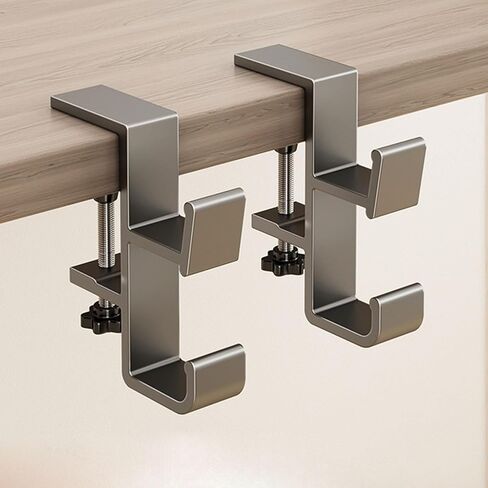 KISOY Purse Hook for Table Adjustable Double Hook Table Clamp, Heavy Duty Metal Desk Hanger, Gray, Screw-Mount Design for Purses, Bags, Headphones (Style1, 2) in Kuwait