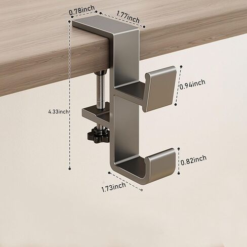KISOY Purse Hook for Table Adjustable Double Hook Table Clamp, Heavy Duty Metal Desk Hanger, Gray, Screw-Mount Design for Purses, Bags, Headphones (Style1, 2) in Kuwait