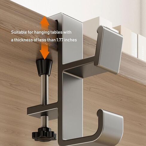 KISOY Purse Hook for Table Adjustable Double Hook Table Clamp, Heavy Duty Metal Desk Hanger, Gray, Screw-Mount Design for Purses, Bags, Headphones (Style1, 2) in Kuwait