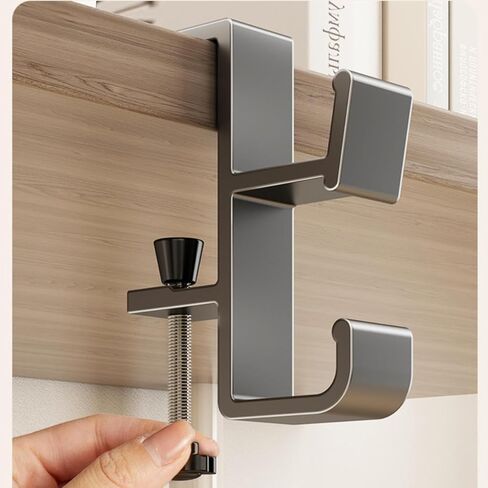 KISOY Purse Hook for Table Adjustable Double Hook Table Clamp, Heavy Duty Metal Desk Hanger, Gray, Screw-Mount Design for Purses, Bags, Headphones (Style1, 2) in Kuwait