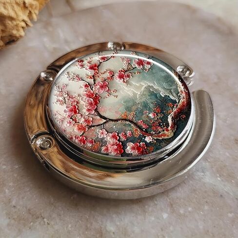 Portable Romantic Cherry Blossom Zinc Alloy Handbag Hanger | Folding Purse Hook for Table - Tabletop Handbag Holder in Saudi Arabia