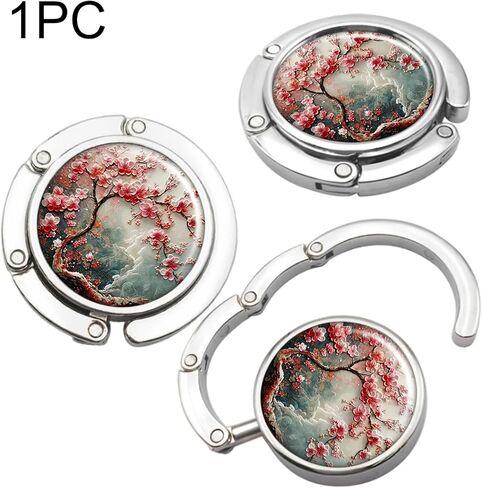 Portable Romantic Cherry Blossom Zinc Alloy Handbag Hanger | Folding Purse Hook for Table - Tabletop Handbag Holder in Saudi Arabia