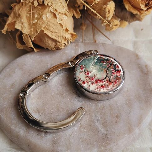 Portable Romantic Cherry Blossom Zinc Alloy Handbag Hanger | Folding Purse Hook for Table - Tabletop Handbag Holder in Saudi Arabia