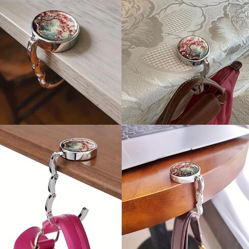 Portable Romantic Cherry Blossom Zinc Alloy Handbag Hanger | Folding Purse Hook for Table - Tabletop Handbag Holder in Saudi Arabia