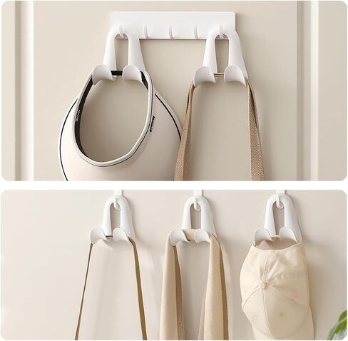 شماعات محفظة للخزانة - 4 عبوات من خطافات الحقائب الطويلة للغاية، شديدة التحمل بوزن 22 كجم، منظم موفر للمساحة للمحافظ وحقائب اليد والأحزمة وحقائب الظهر والقبعات، أبيض (أبيض، 4 قطع) in Kuwait