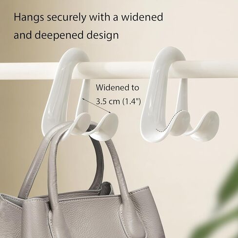 شماعات محفظة للخزانة - 4 عبوات من خطافات الحقائب الطويلة للغاية، شديدة التحمل بوزن 22 كجم، منظم موفر للمساحة للمحافظ وحقائب اليد والأحزمة وحقائب الظهر والقبعات، أبيض (أبيض، 4 قطع) in Kuwait