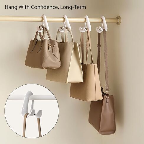 شماعات محفظة للخزانة - 4 عبوات من خطافات الحقائب الطويلة للغاية، شديدة التحمل بوزن 22 كجم، منظم موفر للمساحة للمحافظ وحقائب اليد والأحزمة وحقائب الظهر والقبعات، أبيض (أبيض، 4 قطع) in Kuwait