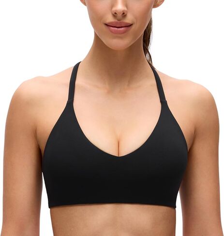 حمالات صدر رياضية للنساء من CRZ YOGA Butterluxe ذات تغطية منخفضة ورقبة على شكل V - توب يوغا مبطن بأشرطة سباغيتي وظهر متقاطع in Kuwait