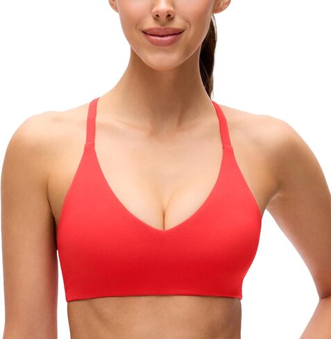 حمالات صدر رياضية للنساء من CRZ YOGA Butterluxe ذات تغطية منخفضة ورقبة على شكل V - توب يوغا مبطن بأشرطة سباغيتي وظهر متقاطع in Kuwait